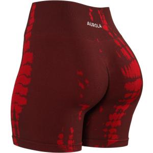 imageAUROLA Serpent Seamless Scrunch Workout Shorts for WomenTummy Control Squat Proof Ribbed Thick Active Gym ShortSerpent Saffron