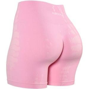imageAUROLA Serpent Seamless Scrunch Workout Shorts for WomenTummy Control Squat Proof Ribbed Thick Active Gym ShortSerpent Sweet Pink