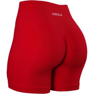 imageAUROLA Dream Collection Women Workout Shorts High Waist Gym Shorts Scrunch Butt Seamless Athletic ShortsFlame Red