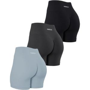 imageAUROLA Dream Collection Women Workout Shorts High Waist Gym Shorts Scrunch Butt Seamless Athletic ShortsPackblackDark GreyFog Grey