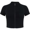 imageAUROLA Power Short Sleeve Zippy Ribbed Active Shirt for Women Seamless Longline Workout TShirt Athletic Yoga Zip Up TopBlack