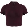 imageAUROLA Power Short Sleeve Zippy Ribbed Active Shirt for Women Seamless Longline Workout TShirt Athletic Yoga Zip Up TopBlack Cherry