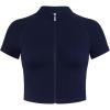 imageAUROLA Power Short Sleeve Zippy Ribbed Active Shirt for Women Seamless Longline Workout TShirt Athletic Yoga Zip Up TopNaval Academy