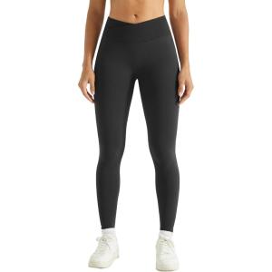 imageAUROLA Influence Crossover Waistband Workout Leggings for Women Seamless High Waist Athletic Scrunch Butt Gym Yoga PantsBlack
