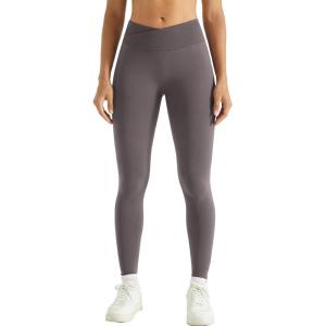 imageAUROLA Influence Crossover Waistband Workout Leggings for Women Seamless High Waist Athletic Scrunch Butt Gym Yoga PantsPlum Truffle