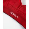 image:imageAUROLA Influence Halter Backless VNeck Sports Bra for Women OpenBack Padded Yoga Workout Crop Top with Adjustable StrapsChili Red