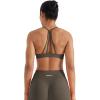 image:imageAUROLA Mercury Workout Sports Bras Women Athletic Removable Padded Backless Strapy Minimal Crop TopDark Blackchestnut Brownfig