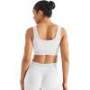 image:imageAUROLA Power Womens Square Back Basic Sports Bra  Square Neck Padded Low Impact Yoga Bra Workout Crop TopBlanc De Blanc