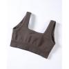 image:imageAUROLA Power Womens Square Back Basic Sports Bra  Square Neck Padded Low Impact Yoga Bra Workout Crop TopChestnut Brown