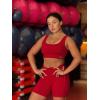 image:imageAUROLA Power Womens Square Back Basic Sports Bra  Square Neck Padded Low Impact Yoga Bra Workout Crop TopFlame Red