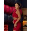image:imageAUROLA Power Womens Square Back Basic Sports Bra  Square Neck Padded Low Impact Yoga Bra Workout Crop TopFlame Red