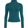 image:imageAUROLA Influence Athletic Workout Jacket for Women Lightweight Slim Fit Full Zip Running Yoga Sports Jacket with Thumb HolesDeep Teal
