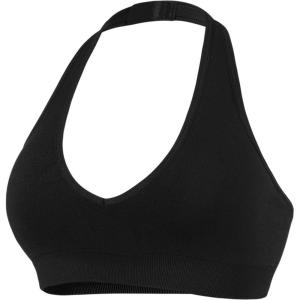 image:imageAUROLA Influence Halter Backless VNeck Sports Bra for Women OpenBack Padded Yoga Workout Crop Top with Adjustable StrapsBlack