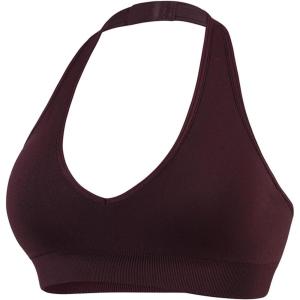 image:imageAUROLA Influence Halter Backless VNeck Sports Bra for Women OpenBack Padded Yoga Workout Crop Top with Adjustable StrapsBlack Cherry