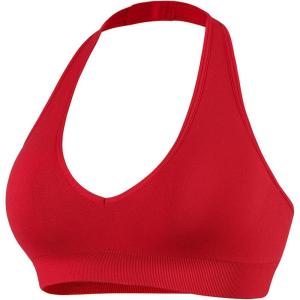 image:imageAUROLA Influence Halter Backless VNeck Sports Bra for Women OpenBack Padded Yoga Workout Crop Top with Adjustable StrapsChili Red