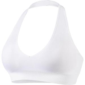 image:imageAUROLA Influence Halter Backless VNeck Sports Bra for Women OpenBack Padded Yoga Workout Crop Top with Adjustable StrapsCrescent White
