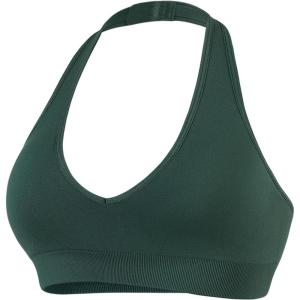 image:imageAUROLA Influence Halter Backless VNeck Sports Bra for Women OpenBack Padded Yoga Workout Crop Top with Adjustable StrapsEden Green