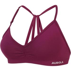 image:imageAUROLA Mercury Workout Sports Bras Women Athletic Removable Padded Backless Strapy Minimal Crop TopMagenta