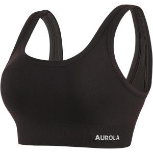 image:imageAUROLA Power Womens Square Back Basic Sports Bra  Square Neck Padded Low Impact Yoga Bra Workout Crop TopChocolate Torte