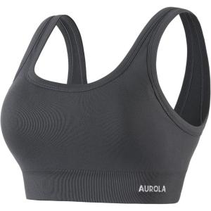 image:imageAUROLA Power Womens Square Back Basic Sports Bra  Square Neck Padded Low Impact Yoga Bra Workout Crop TopDark Grey