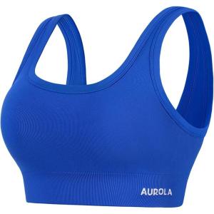 image:imageAUROLA Power Womens Square Back Basic Sports Bra  Square Neck Padded Low Impact Yoga Bra Workout Crop TopKlein Blue