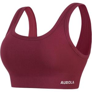 image:imageAUROLA Power Womens Square Back Basic Sports Bra  Square Neck Padded Low Impact Yoga Bra Workout Crop TopMagenta