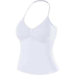 image:imageAUROLA Womens Influence Longline Strappy Halter Workout Tank TopCrescent White