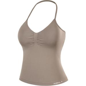 image:imageAUROLA Womens Influence Longline Strappy Halter Workout Tank TopNatural