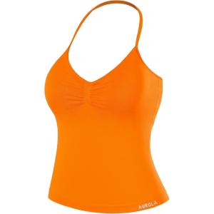 image:imageAUROLA Womens Influence Longline Strappy Halter Workout Tank TopPersimmon Orange