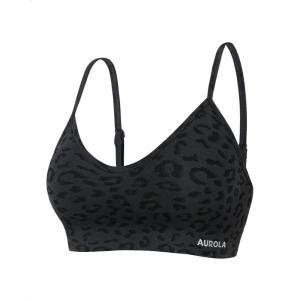 image:imageAUROLA Leopard Sports Bras for WomenBackless Padded Strappy Seamless Workout Gym Yoga Active TopsLeo Black