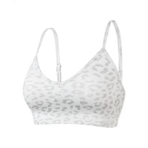 image:imageAUROLA Leopard Sports Bras for WomenBackless Padded Strappy Seamless Workout Gym Yoga Active TopsLeo Light Grey
