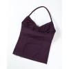 image:imageAUROLA Influence Longline Strappy Workout Halter Tops for WomenRemovable Cups Padded Bras Impact Gym Yoga Sleeveless TopBlackberry Purple