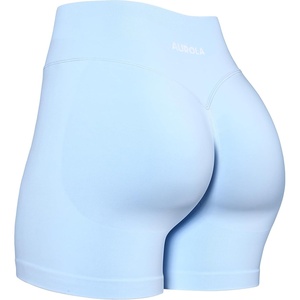 image:imageAUROLA Power Pro Workout Shorts for Women4 5 Scrunch Butt Lifting Tummy Control Squat Proof Seamless Gym ShortsSky Light