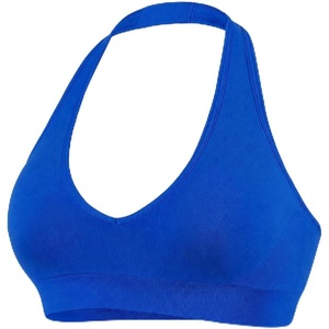 image:imageAUROLA Influence Halter Backless VNeck Sports Bra for Women OpenBack Padded Yoga Workout Crop Top with Adjustable StrapsKlein Blue