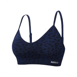 image:imageAUROLA Leopard Cheetah Sports Bras for WomenBackless Padded Strappy Seamless Workout Gym Yoga Active TopsLeo Navy