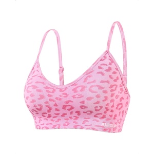 image:imageAUROLA Leopard Cheetah Sports Bras for WomenBackless Padded Strappy Seamless Workout Gym Yoga Active TopsLeo Pink