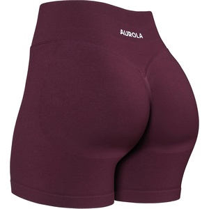 image:imageAUROLA Power Pro Workout Shorts for Women4 5 Scrunch Fitness Lifting Tummy Control Squat Proof Seamless Gym ShortsBlack Cherry