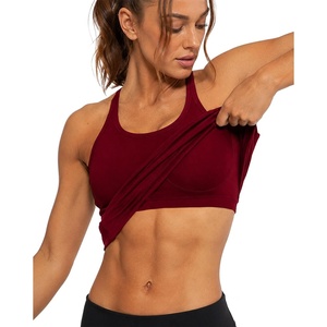 image:imageAUROLA Power Pro Ribbed Seamless Racerback Tank Tops with Built in Bras  Support Stays in Place Tanks with Built in Bra Racerback Workout Tank Tops Woman Core Waist Support Gym Yoga Running CyclingMaroon