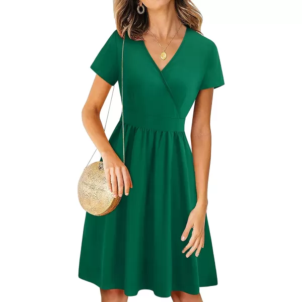 VOTEPRETTY Women's Short Sleeve V Neck Wrap Dress Summer Casual Floral Sundress with Pockets