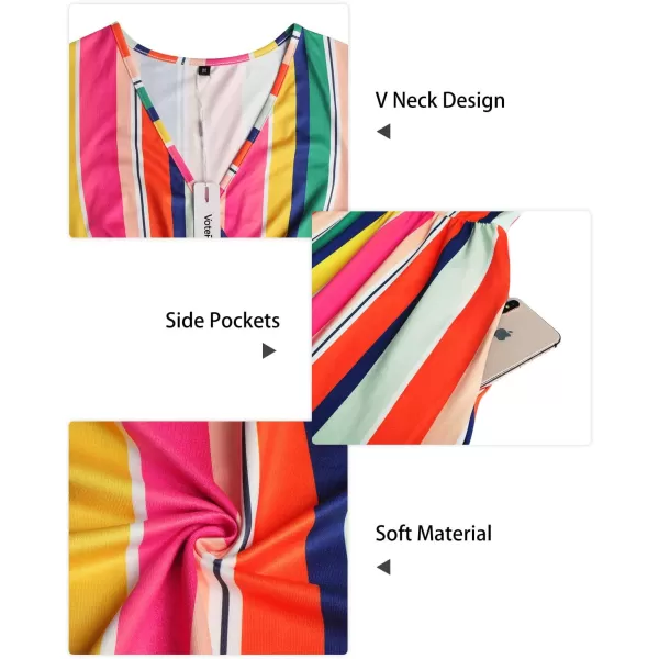 VOTEPRETTY Women's Short Sleeve V Neck Wrap Dress Summer Casual Floral Sundress with Pockets
