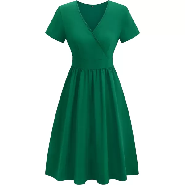 VOTEPRETTY Women's Short Sleeve V Neck Wrap Dress Summer Casual Floral Sundress with Pockets