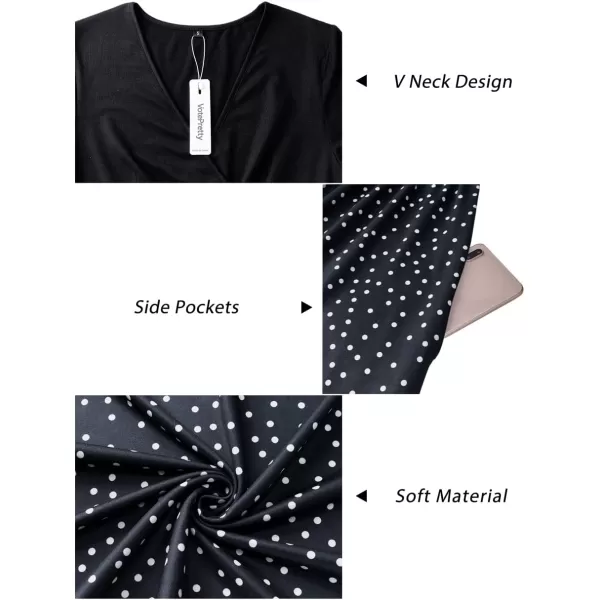 VOTEPRETTY Women's Short Sleeve V Neck Wrap Dress Summer Casual Floral Sundress with Pockets