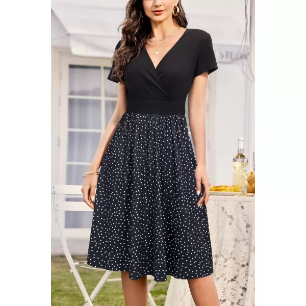 VOTEPRETTY Women's Short Sleeve V Neck Wrap Dress Summer Casual Floral Sundress with Pockets
