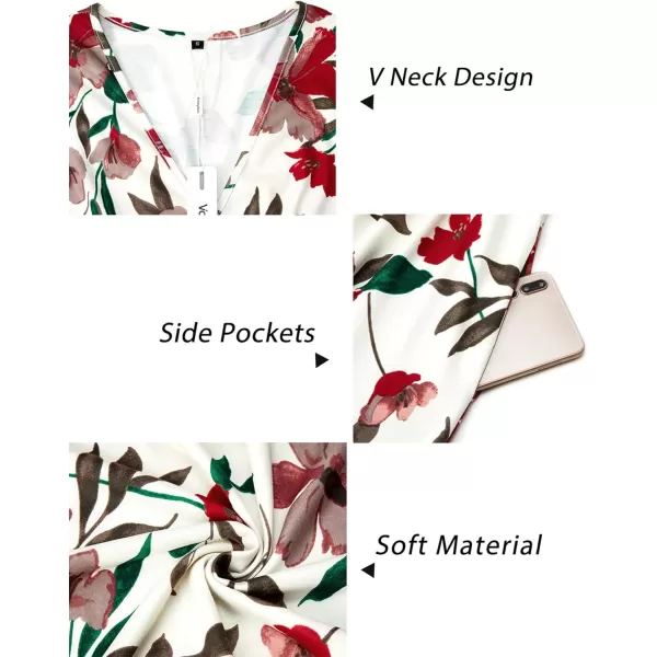 VOTEPRETTY Women's Short Sleeve V Neck Wrap Dress Summer Casual Floral Sundress with Pockets