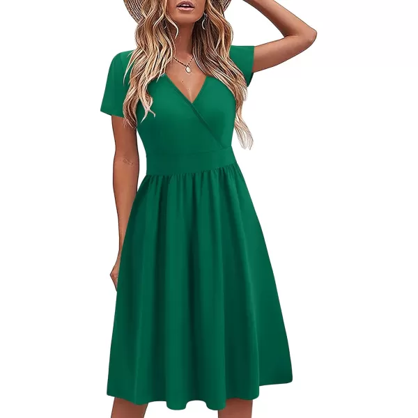 VOTEPRETTY Women's Short Sleeve V Neck Wrap Dress Summer Casual Floral Sundress with Pockets