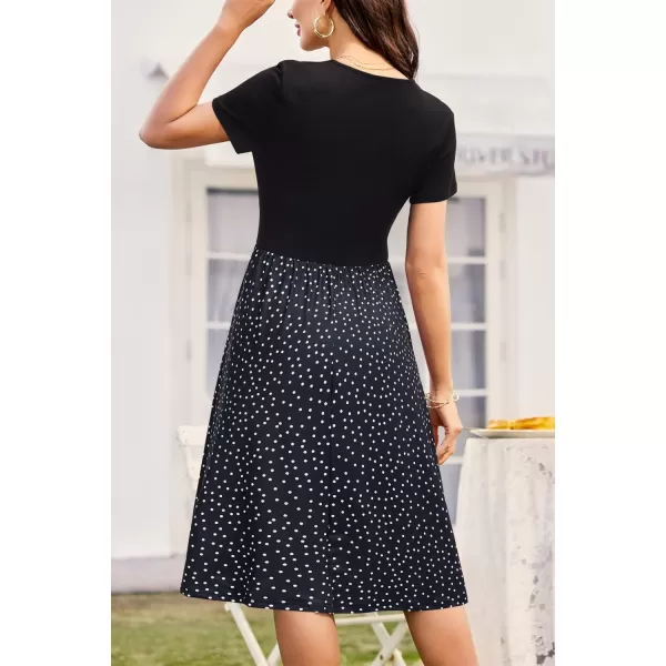 VOTEPRETTY Women's Short Sleeve V Neck Wrap Dress Summer Casual Floral Sundress with Pockets