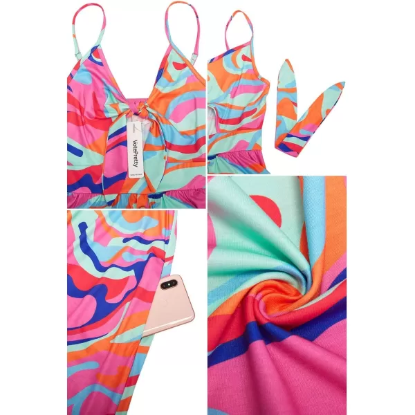 VOTEPRETTY Women's Summer Dresses Spring Sundresses Beach Clothes Outfit Vacation 2024 V Neck Casual Tropical Resort Hawaiian