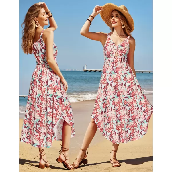 VOTEPRETTY Women's Summer Maxi Dresses 2024 Spring Sundressess Beach Vacation Hawaiian Tropical Outfit Floral Clothes
