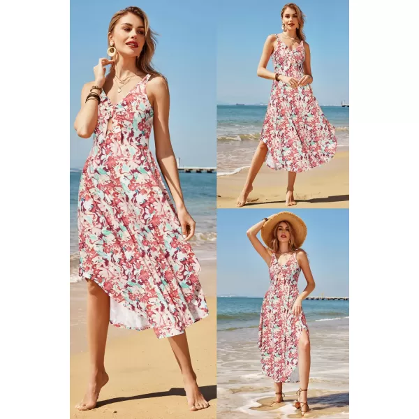 VOTEPRETTY Women's Summer Maxi Dresses 2024 Spring Sundressess Beach Vacation Hawaiian Tropical Outfit Floral Clothes