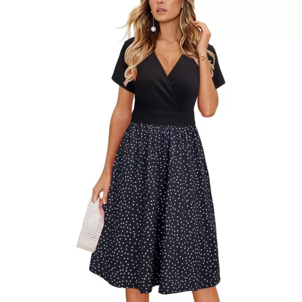 VOTEPRETTY Women's Short Sleeve V Neck Wrap Dress Summer Casual Floral Sundress with Pockets